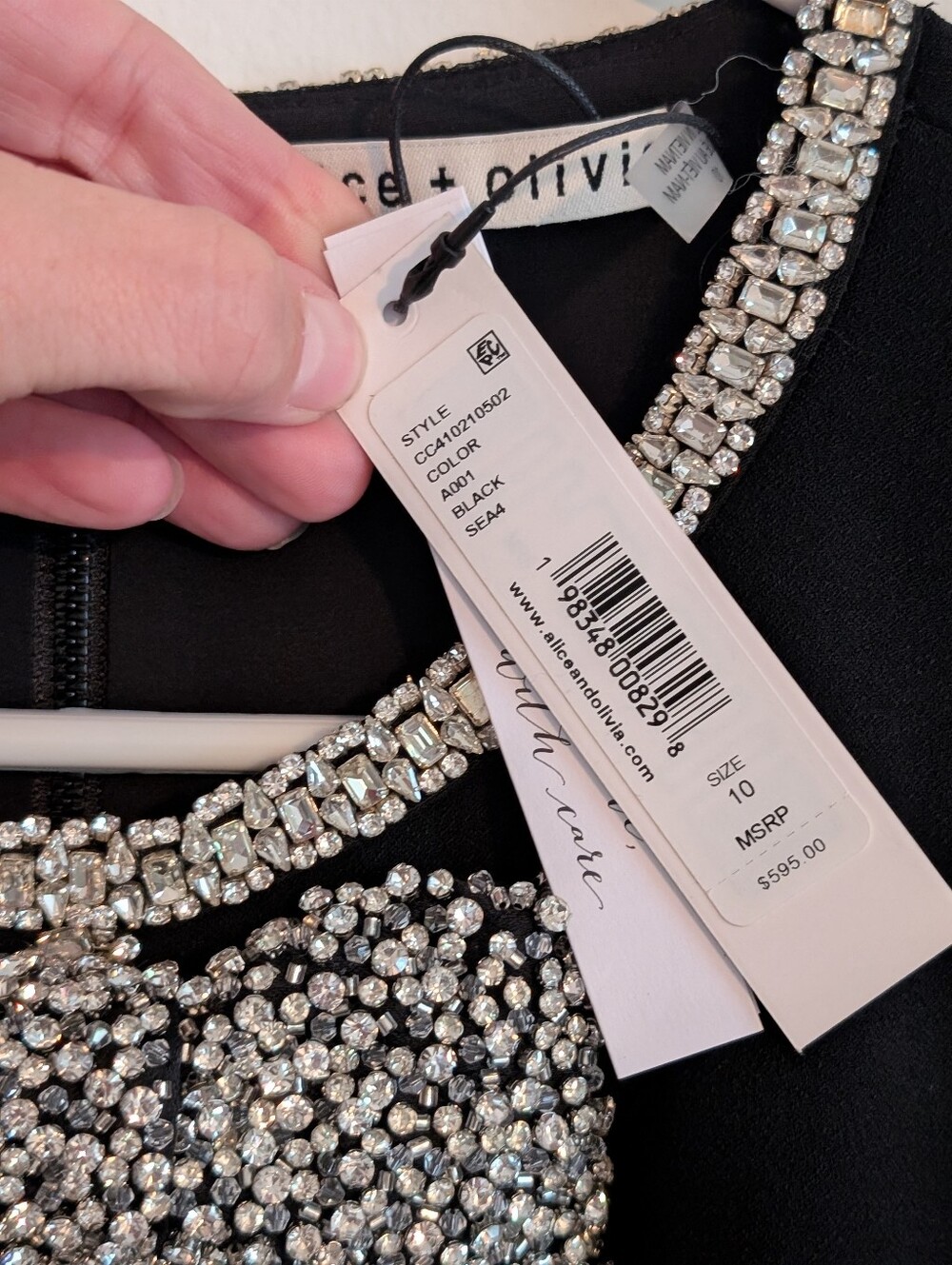 Alice And Olivia Sophie Embellished Black Mini Dress NWT - Picture 7 of 7